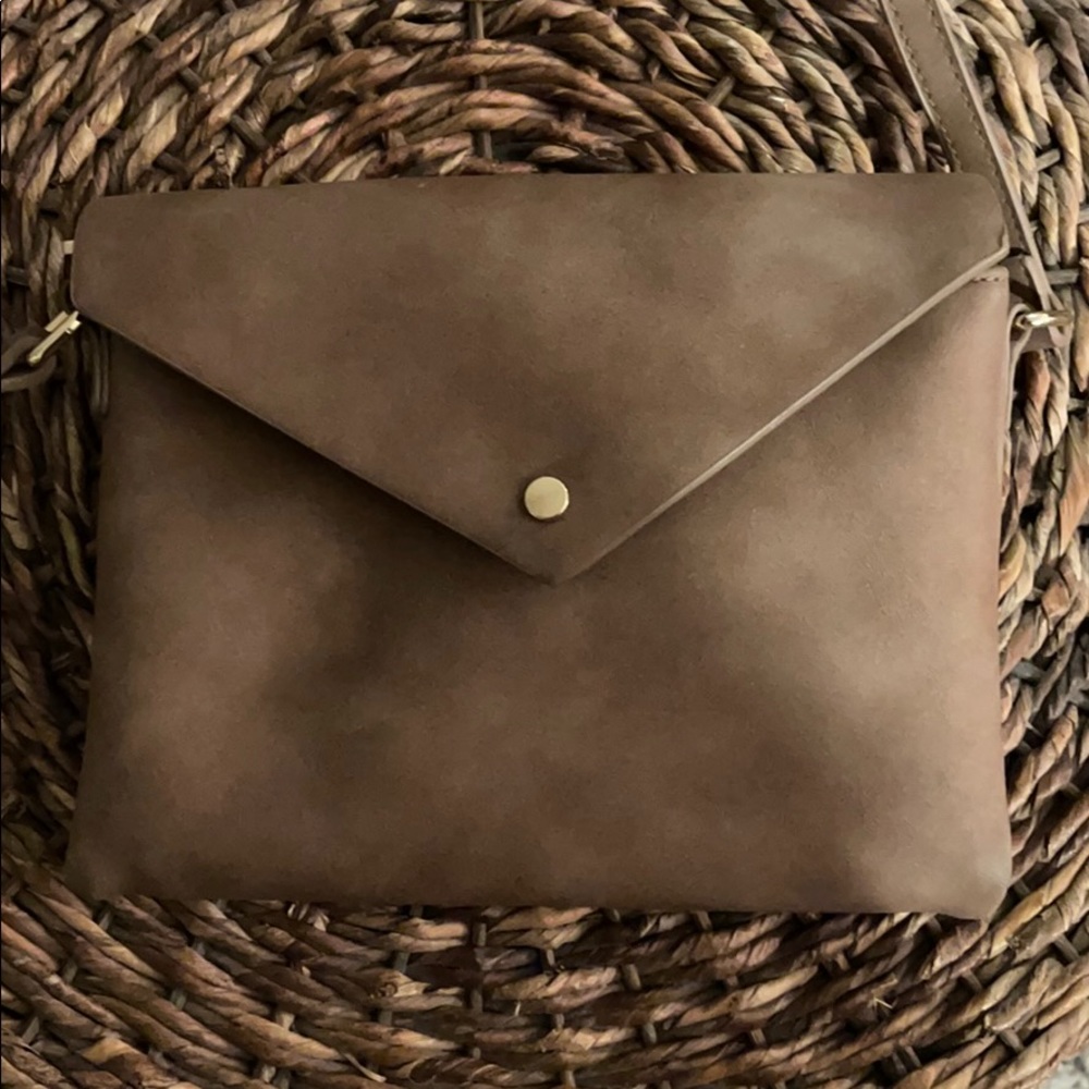 Brown crossbody LUCKY bag with pockets, super soft